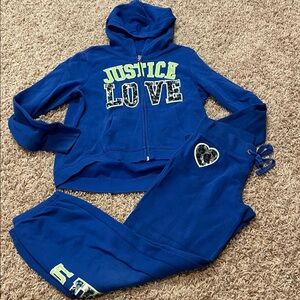 Justice Girls Blue Love Sweatsuit